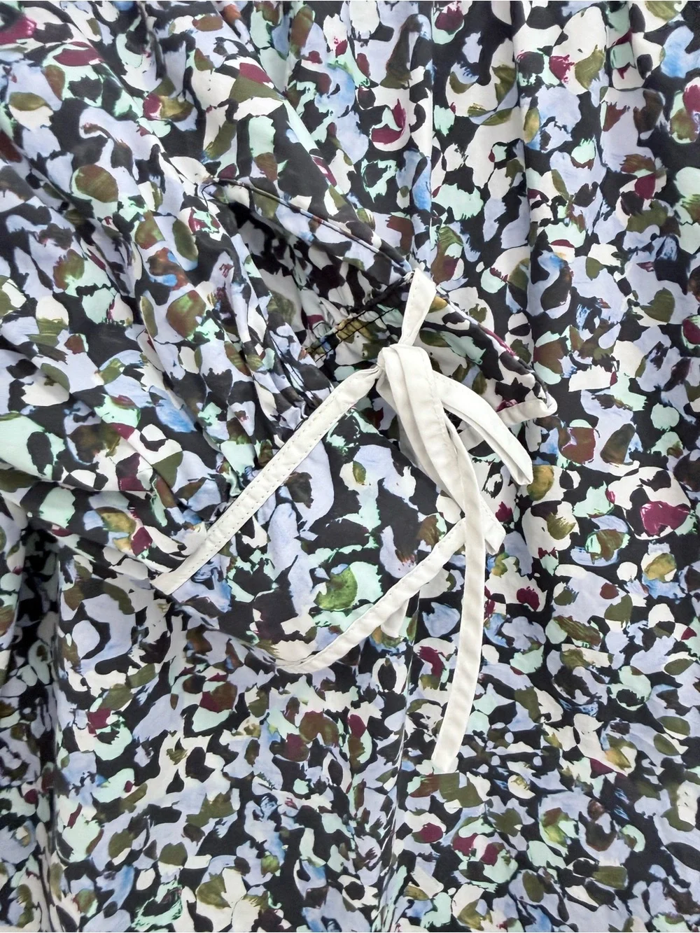 Marie Oliver Floral Ruffle Long-Sleeve Top - Black/White Multicolor